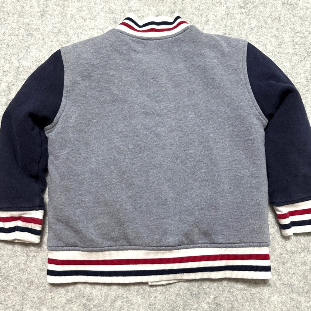 Gymboree Boys Bomber Baseball Varsity Jacket Size S 5-6‎ Preppy Timeless Grey - Picture 2 of 12